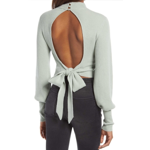 Reformation Sweaters - NEW Reformation Osteria Open Back Sweater in Eucalyptus Medium